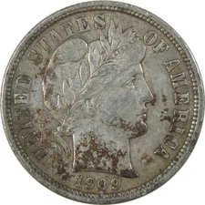 1909 Barber Dime XF EF Extremely Fine Silver 10c Coin SKU:I21104