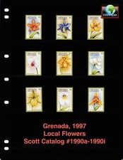 $6.75 Scott Value - 1997 GRENADA GREN. Orchids Flowers Caribbean CV MNH NH UMM