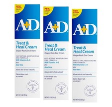 A D Treat Heal Zinc Oxide Diaper Rash Ointment, 4 oz Pack of 3
