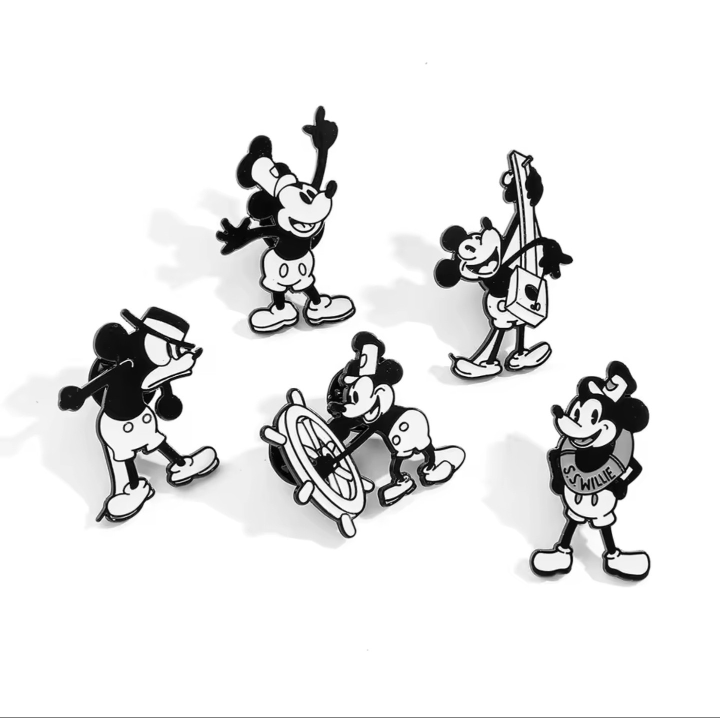 Mickey Mouse First Generation Set of 5 Brooch Enamel Pin