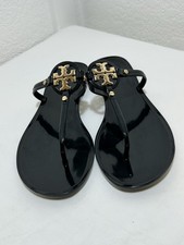 Tory Burch Mini Miller Jelly Thong Sandals Black/Gold Size 8 Med.