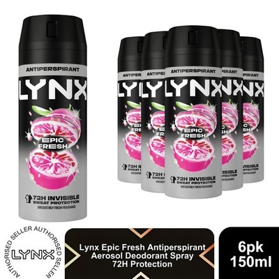 Lynx Epic Fresh Anti Transpirant Body Spray 150ml 6er Pack Herren Deodorant 72H