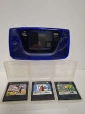 Electric Blue Sega Game Gear Console Reshelled ips screen & 3 games usb power