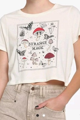 Mushroom Strange Magic Adult Crop T-Shirt Sz Small Whimsy Festival 