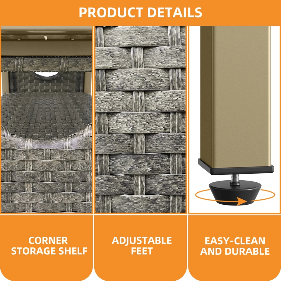 Mesa de Bar Exterior Marrón Patio Armario de Almacenamiento PE Aparador de Ratán con Dos Puertas Foto 3 de 4