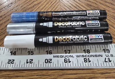 Marvy Uchida DecoFabric Opaque Paint Markers Set Blue Silver White