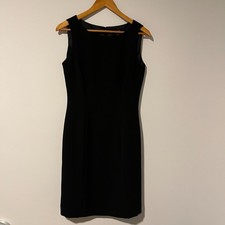 Tahari Arthur Levine Black Sleeveless Sheath Dress Size 4 Crepe Career LBD