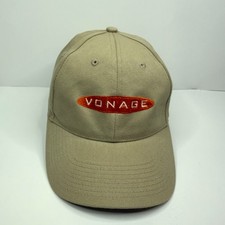 Vonage Baseball Cap Hat Orange Embroidered Logo Strapback Khaki Tan Men OS