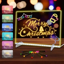 LED Note Board with Colors, Acrylic Dry Erase Light, 13.8"x10" 