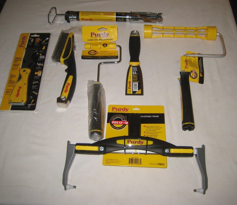 7 New Purdy Painting Items - Rollers/Frame/Spinner/Putty Knife/Wire Brush/10-in1