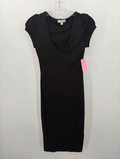 Pre-Owned See You Monday Black Size Medium Shift Midi Short Sleeve Dress