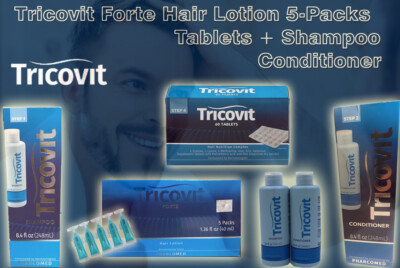 TRICOVIT Forte Hair Lotion Monthly 5-Pack Shampoo + Conditioner + Tablets 