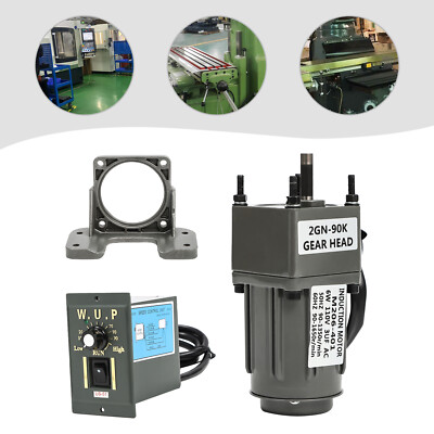 90:1 Gear Reduction Motor AC Gear Motor High Torque Variable Speed Controller US