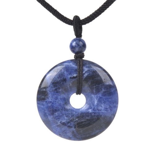 Gemstone 30mm Donut Beads Reiki Chakra Pendant Necklace Handmade Jewelry 22 Inch - Picture 38 of 331