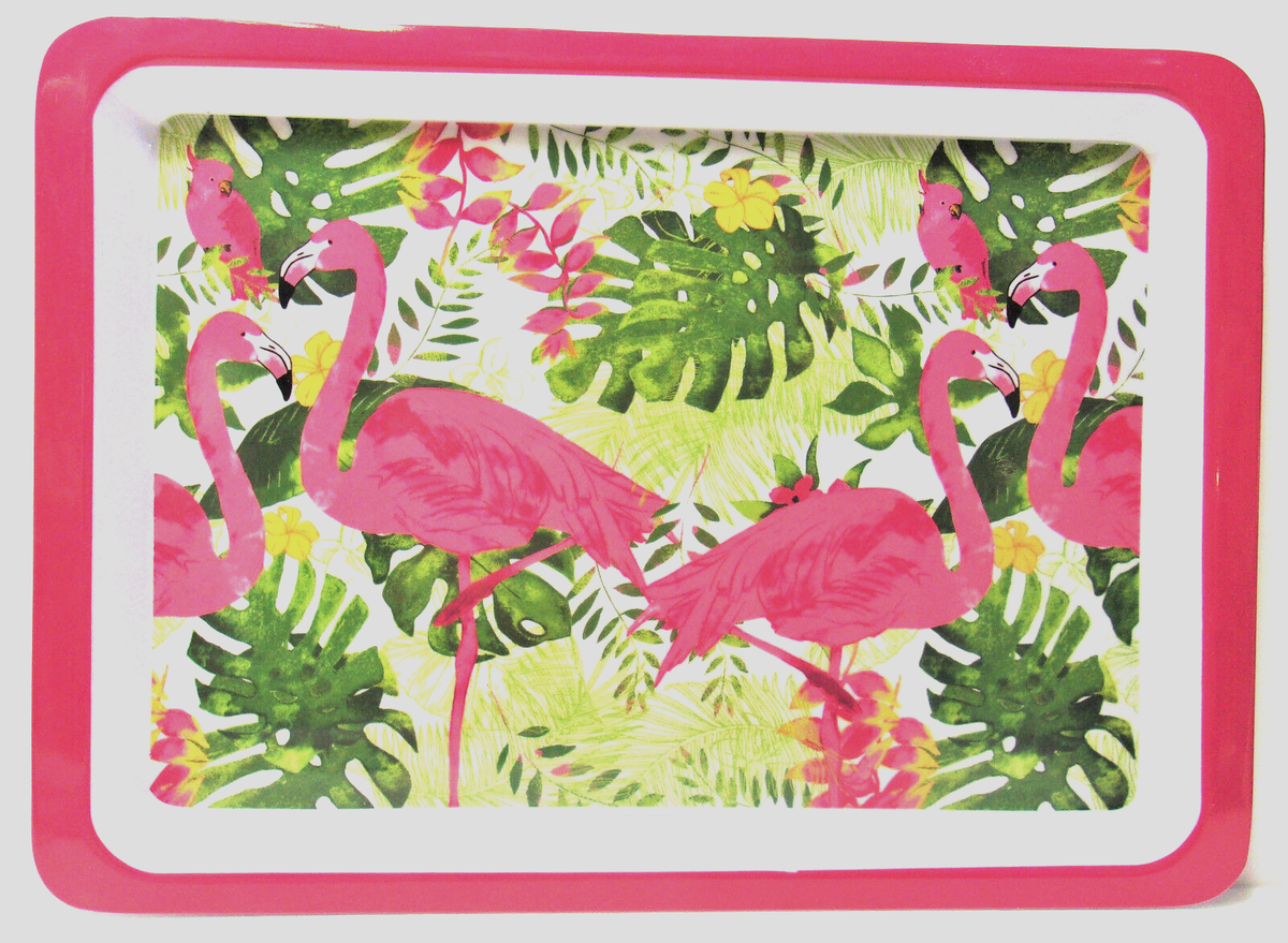 Tropical Pink Flamingo Light Weight Melamine Serving Tray, 14
