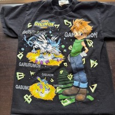 Vintage Black Digimon Youth Child's M T-Shirt 1999