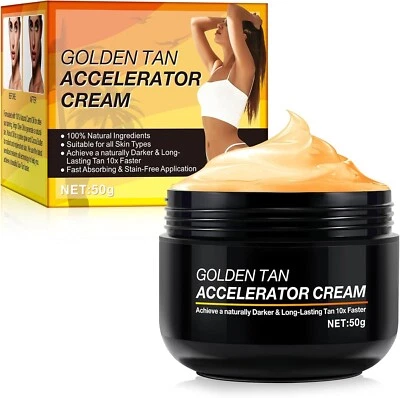 BRANDED Golden Tanning Accelerator Cream Sunbed Sunbathing Moisturiser 100% Natural 50g