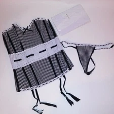 Dreamgirl Lingerie Set 3 Piece Set Bustier Corset Panty Stockings Black White