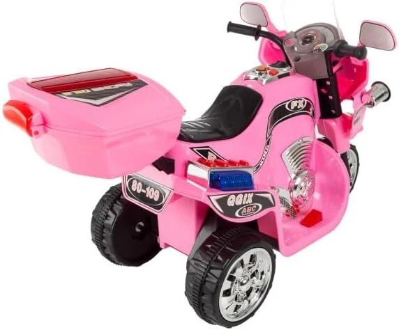 Motocicleta eléctrica Lil' Rider rosa de 3 ruedas para niños con faros y reversa Foto 4 de 4