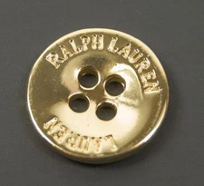Ralph Lauren gold color metal smooth edge logo Replacement main button .80"