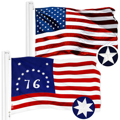 NEW G128 Bennington 76 Flag and American Flag Set 1x1.5 FT Embroidered 300D Poly