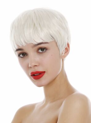 Perücke Damen Frauen kurz Pixie Cut Kurzhaarfrisur Pony Platinblond Lichtblond