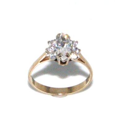 Ladies/Women's 9ct yellow gold & clear stone dress ring UK size O | eBay