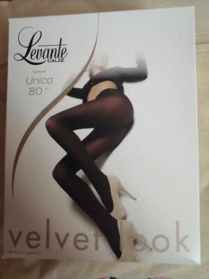 EINZIGARTIGE STRUMPFHOSE 80 DEN 88 DTEX SCHWARZ GR. 2 MICROFASER LEVANTE VELVET LOOK