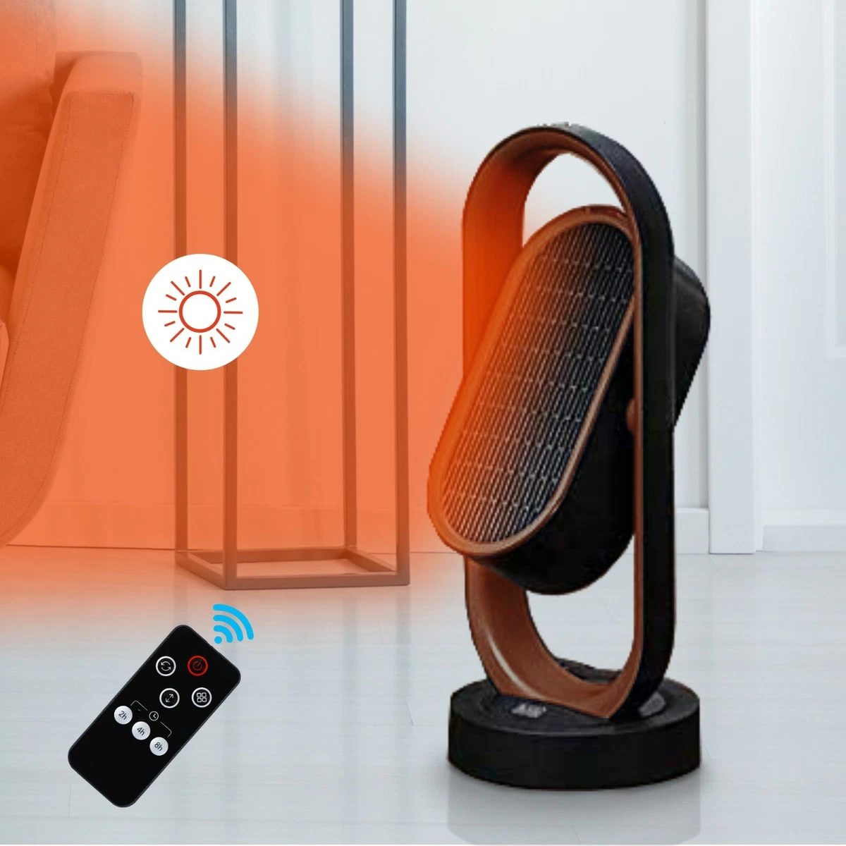 Ceramic Tower Fan Heater Compact Oscillating Hot Warming Heating Brown  Black | eBay
