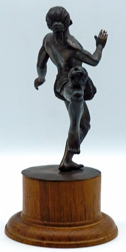 Vintage Bronze Figurine / Statue Asian Man with Soccer Ball on Wooden Base Video - Picture 5 of 12