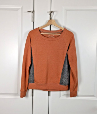 Mavi Sweatshirt Women M Orange Gray Crew Neck Sweater Multi Texture Jumper