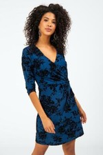 New Women Francesca's ALYA Floral Side Knot Dress Blue Size XXS