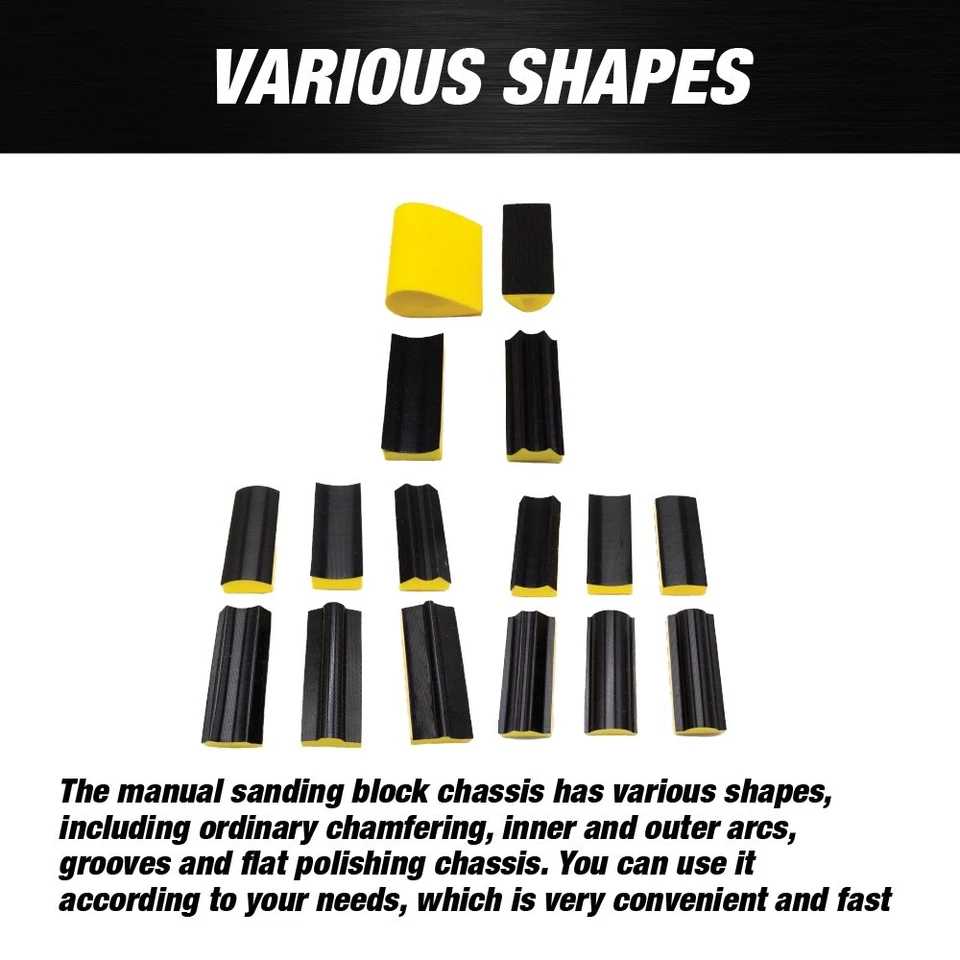 16pcs Hand Sanding Block Set - Hook and Loop Interchangeable Assorted Shapes - Image 3 of 4