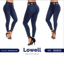 LOWELL JEANS COLOMBIANOS, Butt Lifter Embroidery Buttoned up Blue Jeans  502035