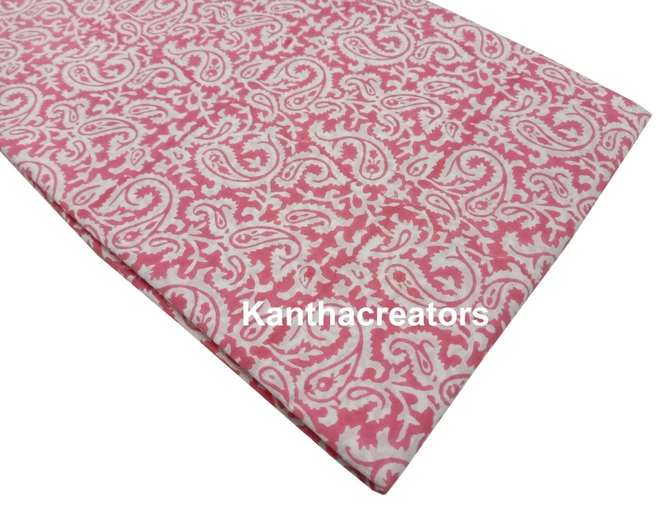 Tela de algodón con estampado de cachemira tela bloque a mano tela de gasa para correr ropa para niños Foto 3 de 4