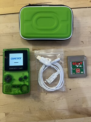 Translucent Green TFT Backlit Nintendo Gameboy Color GBC Cartridge USB Pouch