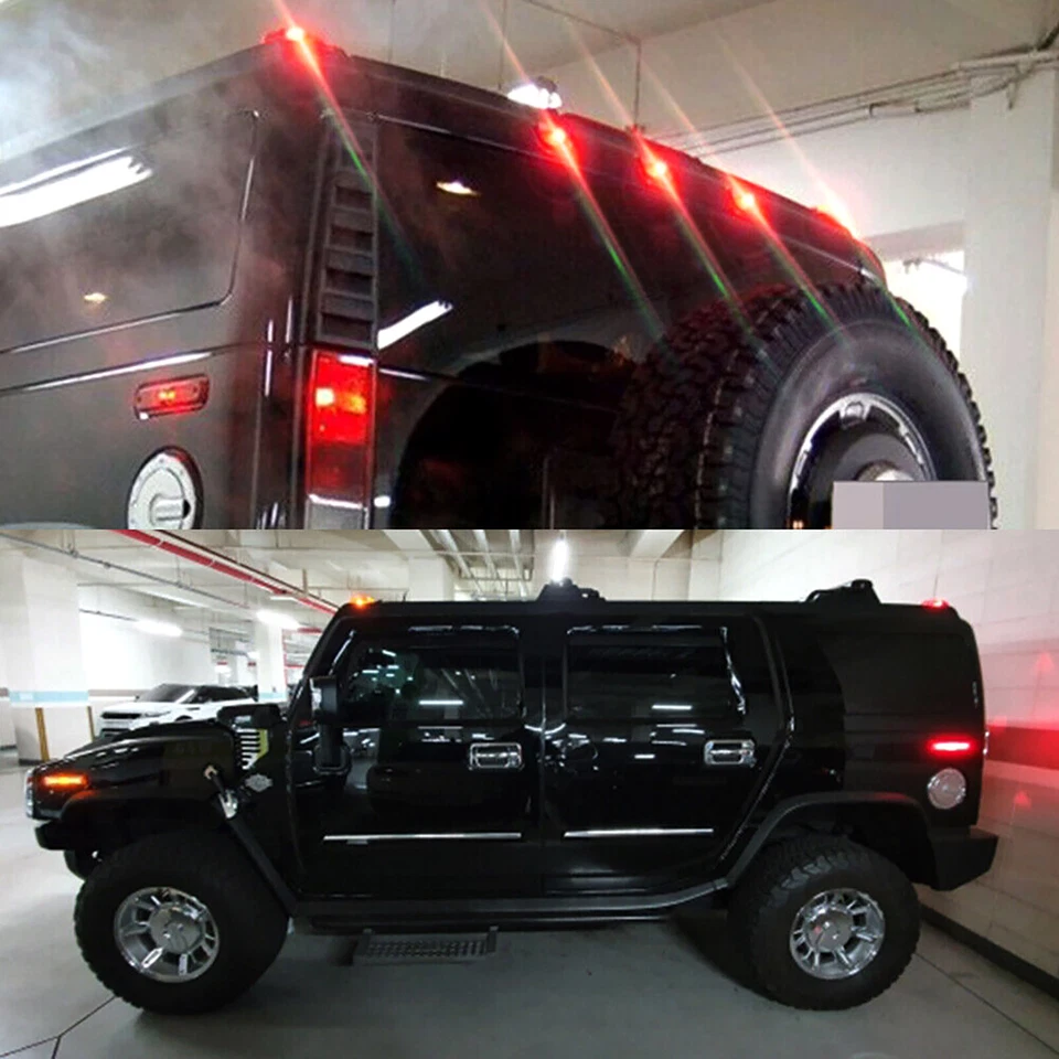 Luces de señalización laterales de techo de cabina LED para Hummer H2 2003-2009 delanteras traseras ahumadas 14 un. Foto 3 de 4