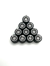 5x Sets Chrome 10 Spoke Real Rider Wheels w/ Rubber Tires for 1/64 Scale