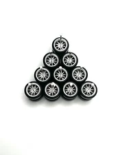 5x Sets Chrome 10 Spoke Real Rider Wheels w/ Rubber Tires for 1/64 Scale