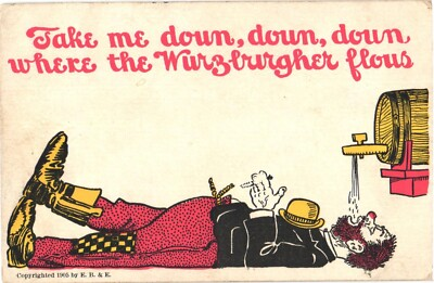 #ad Take Me Down Down Down Where the Wurzburger Flows Drunk Man Postcard $6.60