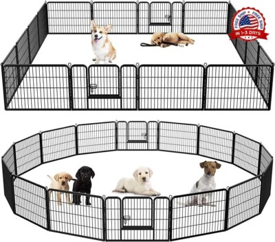 Corral Encierro Para Perros Grande Guarderia Plegable Desmontable 16  Paneles NEW - Main Image