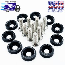 Password Jdm Fender Washer Black Engine Dress Up Bolt Kit 10x -fast Usa Shipping