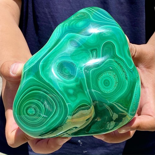 5.85LB Natural glossy Malachite transparent cluster rough mineral sample - 第 1/13 張圖片