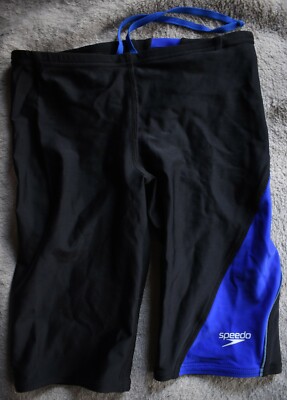SPEEDO Power Flex Eco Swim Shorts Jammers Mens 28 Black Blue Swimsuit