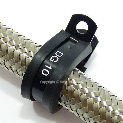 AN-8 8AN 16mm Black Braided Hose Pipe P-Clamp Clip & Bracket Fitting Set