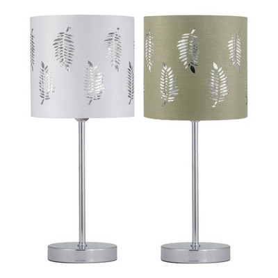 Moderne Touch Tischlampe oder Nachttischlampe mit Farnblattausschnitt Schirm