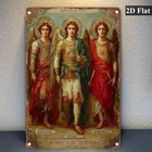 Vintage Archangels Gabriel Michael Raphael Tin Metal Signs Home Décor 8x12