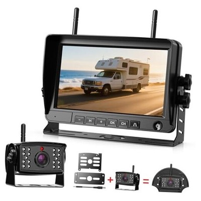 Wireless Backup Camera for Truck 7'' 1080P HD Monitor with DVR, BSD Alert RV 