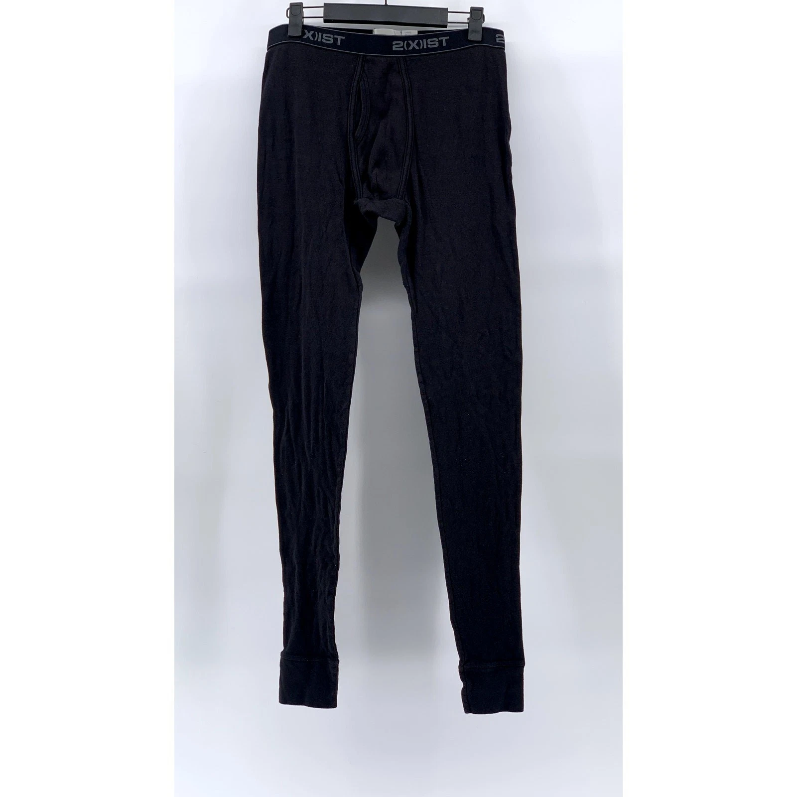 2(X)IST Men's Black Elastic Waist Logo Fitted Long John Under Layer Pant SZ L