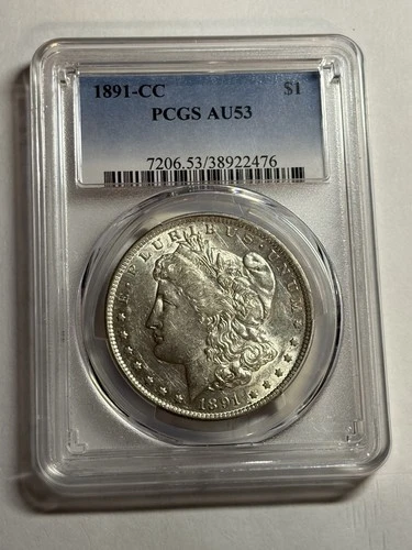 1891 CC Morgan Silver Dollar PCGS AU53 (Spitting Eagle) Nice Strike